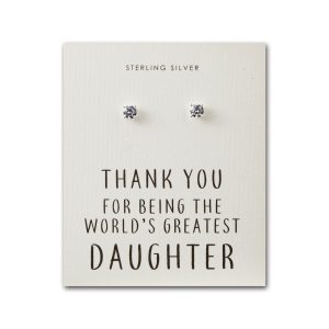 Sterling Silver World's Greatest Daughter Crystal Earrings