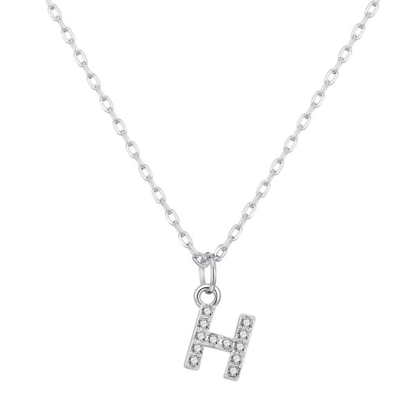 Pave Initial Necklace Letter H Created with Zircondia® Crystals