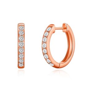 Rose Gold Plated Hoop Earrings Created with Zircondia® Crystals