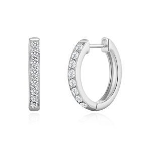 Silver Plated Hoop Earrings Created with Zircondia® Crystals