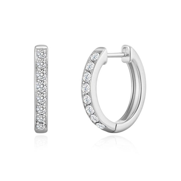 Silver Plated Hoop Earrings Created with Zircondia® Crystals