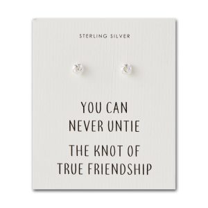 Sterling Silver Friendship Quote Knot Earrings