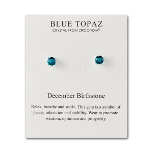 December (Blue Topaz) Birthstone Earrings Created with Zircondia® Crystals