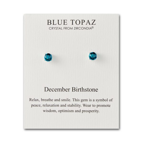 December (Blue Topaz) Birthstone Earrings Created with Zircondia® Crystals