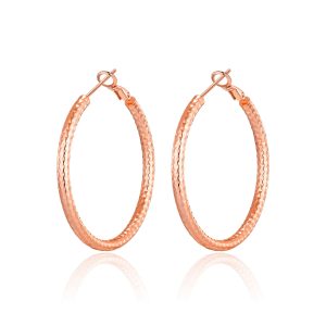 Rose Gold Plated 40mm Diamond Cut Hoop Earrings