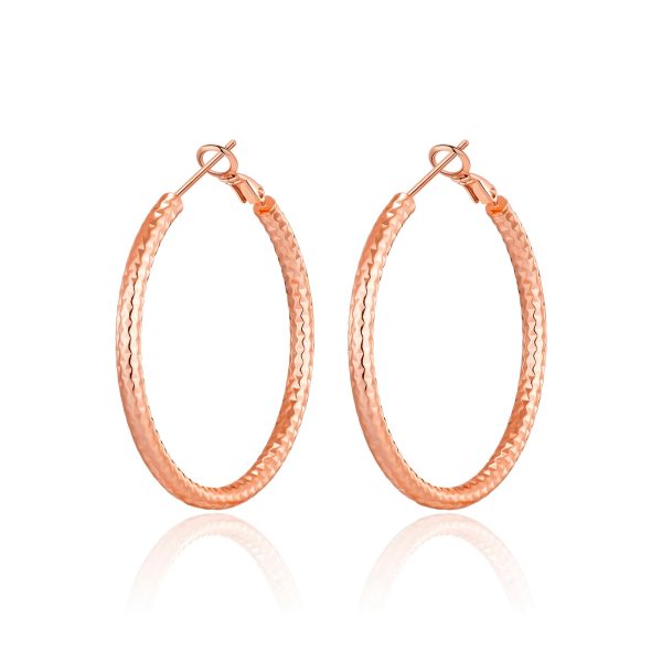 Rose Gold Plated 40mm Diamond Cut Hoop Earrings