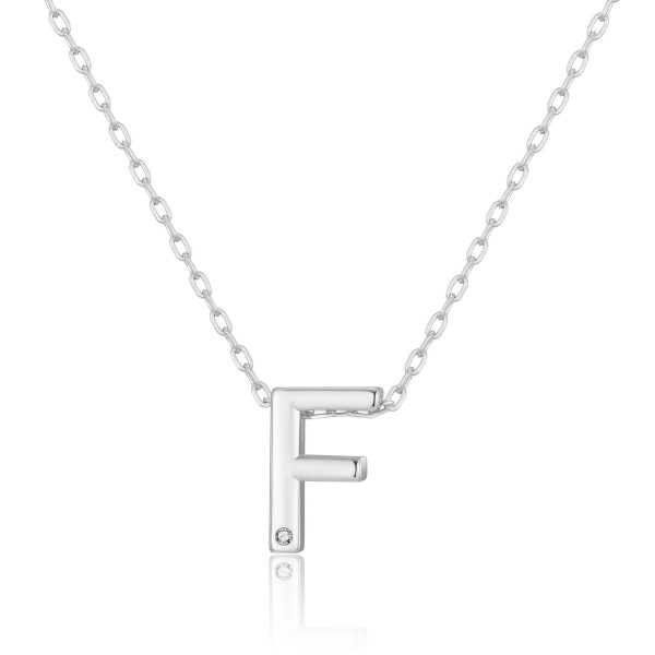 Initial Necklace Letter F Created with Zircondia® Crystals