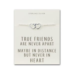 Sterling Silver True Friendship Heart Link Bracelet