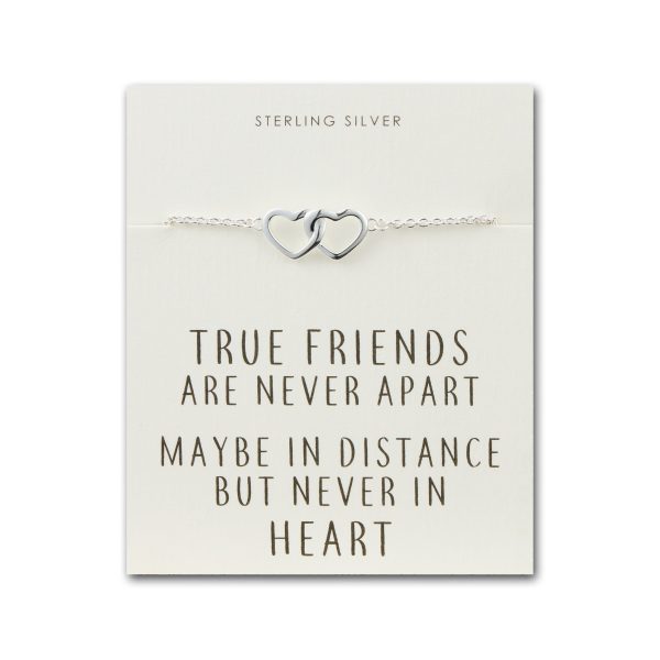 Sterling Silver True Friendship Heart Link Bracelet