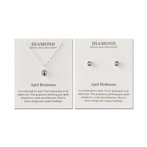 April (Diamond) Birthstone Necklace & Earrings Set Created with Zircondia® Crystals