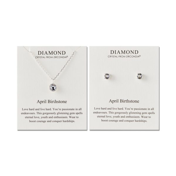 April (Diamond) Birthstone Necklace & Earrings Set Created with Zircondia® Crystals