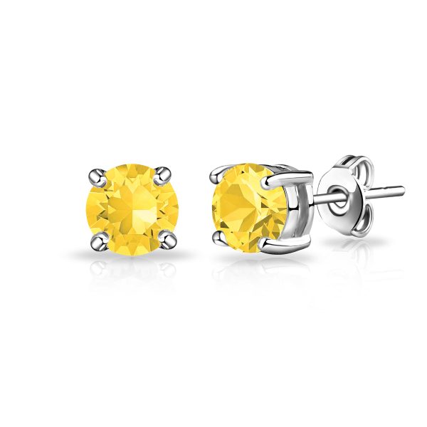 Yellow Stud Earrings Created with Zircondia® Crystals