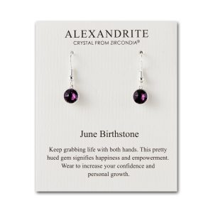 June Birthstone Drop Earrings Created with Alexandrite Zircondia® Crystals