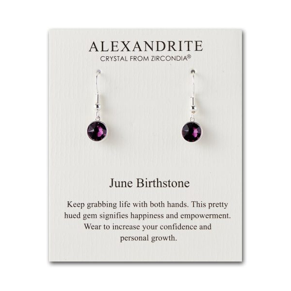 June Birthstone Drop Earrings Created with Alexandrite Zircondia® Crystals