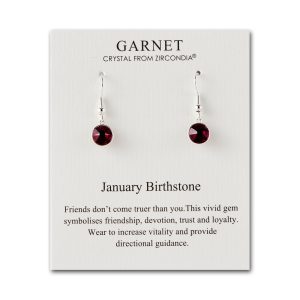 January Birthstone Drop Earrings Created with Garnet Zircondia® Crystals