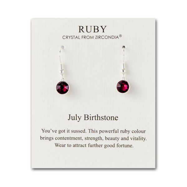 July Birthstone Drop Earrings Created with Ruby Zircondia® Crystals