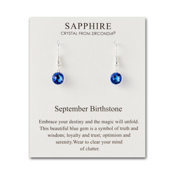 September Birthstone Drop Earrings Created with Sapphire Zircondia® Crystals