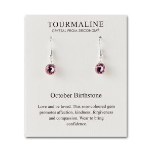 October Birthstone Drop Earrings Created with Tourmaline Zircondia® Crystals