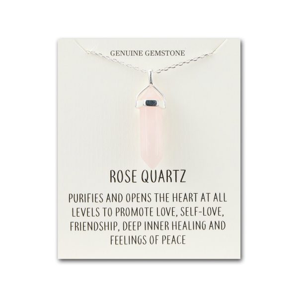 Rose Quartz Gemstone Necklace with Quote Card