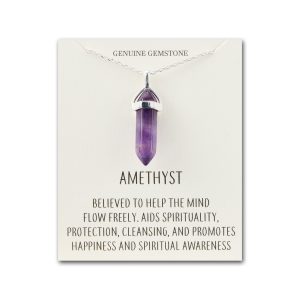 Amethyst Gemstone Necklace with Quote Card