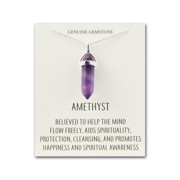 Amethyst Gemstone Necklace with Quote Card