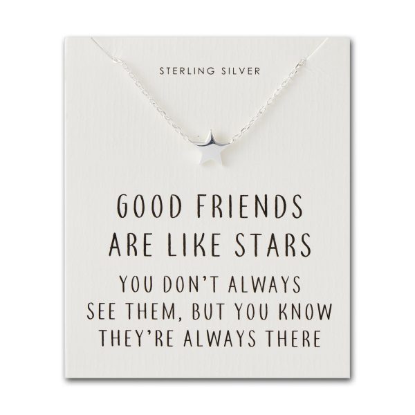 Sterling Silver Friendship Quote Star Necklace