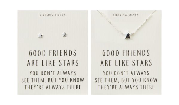 Sterling Silver Friendship Quote Star Set