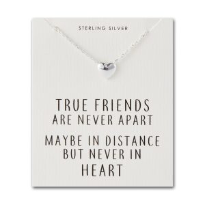 Sterling Silver Friendship Quote Heart Necklace