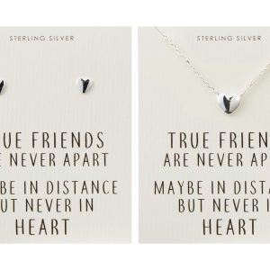 Sterling Silver Friendship Quote Heart Set