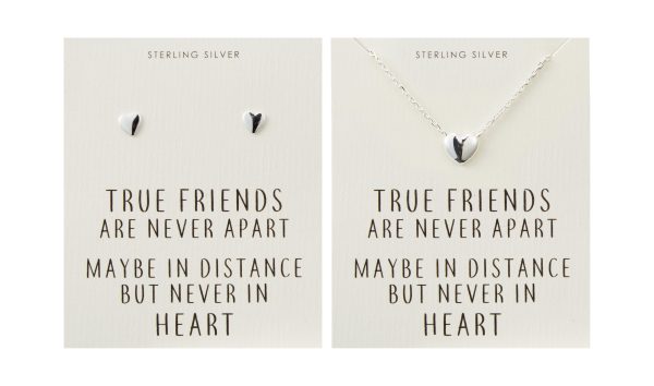 Sterling Silver Friendship Quote Heart Set