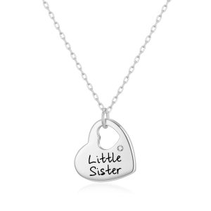 Little Sister Heart Necklace Created with Zircondia® Crystals