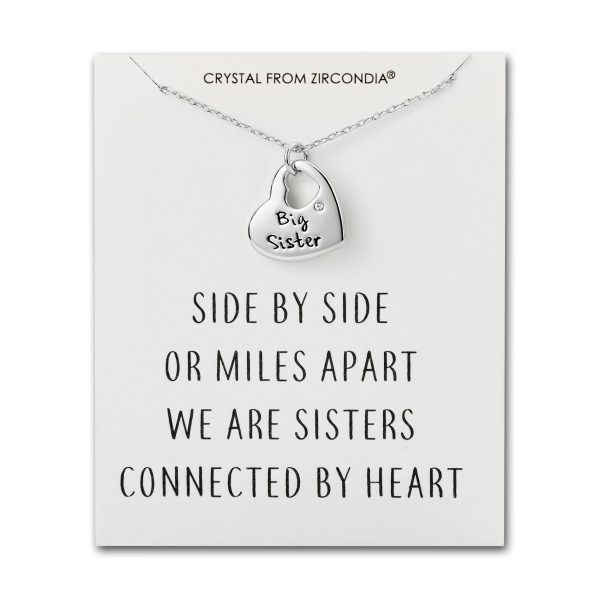 Big Sister Heart Necklace with Quote Card Created with Zircondia® Crystals