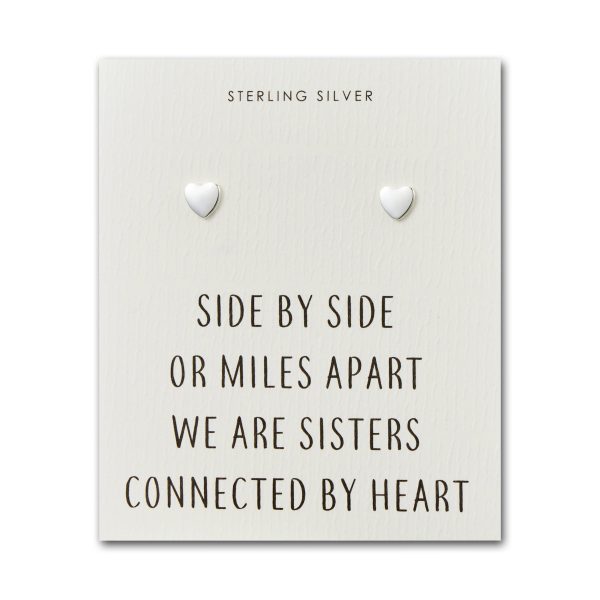 Sterling Silver Sister Heart Earrings with Quote Card