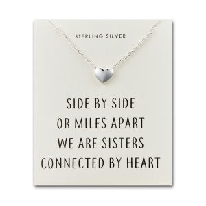 Sterling Silver Sister Heart Necklace with Quote Card