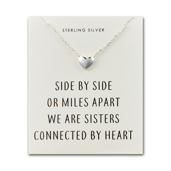 Sterling Silver Sister Heart Necklace with Quote Card