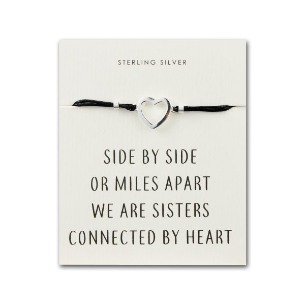 Sterling Silver Sister Heart Bracelet with Quote Card