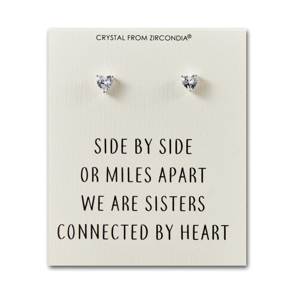 Sister Heart Earrings with Quote Card Created with Zircondia® Crystals