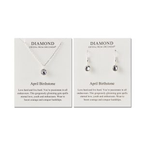 April (Diamond) Birthstone Necklace & Drop Earrings Set Created with Zircondia® Crystals