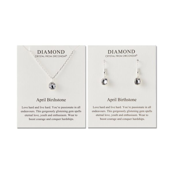 April (Diamond) Birthstone Necklace & Drop Earrings Set Created with Zircondia® Crystals