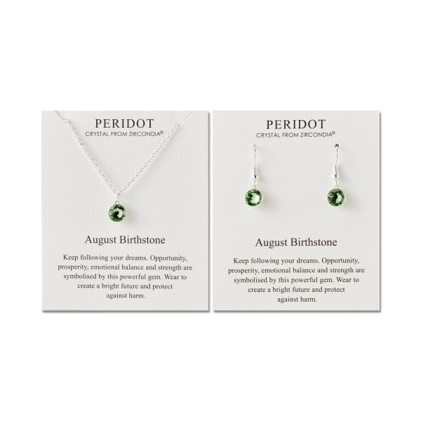 August (Peridot) Birthstone Necklace & Drop Earrings Set Created with Zircondia® Crystals