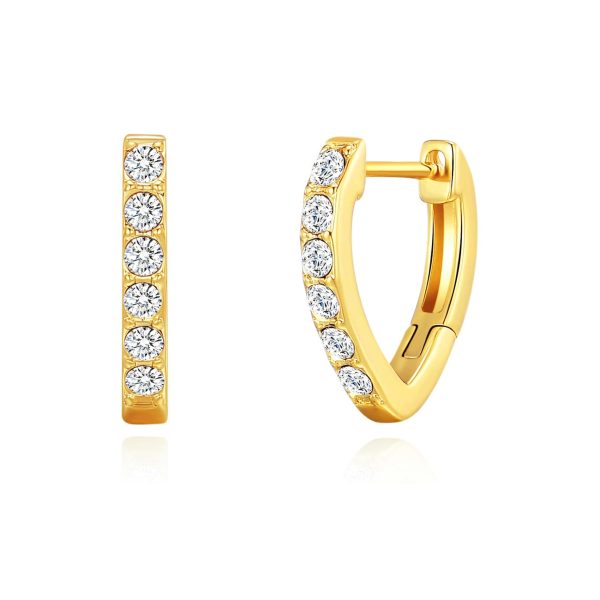 Gold Plated Huggie Hoop Earrings Created with Zircondia® Crystals