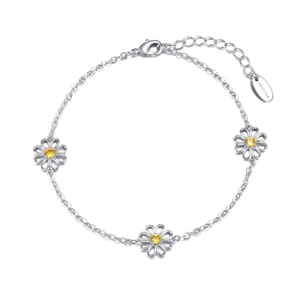 Crystal Daisy Anklet Created with Zircondia® Crystals