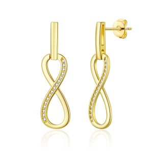 Gold Plated Infinity Drop Earrings Created with Zircondia® Crystals