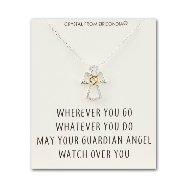 Guardian Angel Necklace with Quote Card Created with Zircondia® Crystals