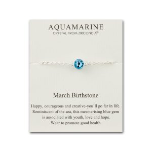 March (Aquamarine) Birthstone Anklet Created with Zircondia® Crystals