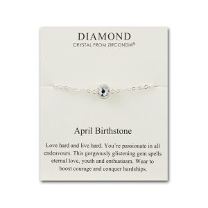 April (Diamond) Birthstone Anklet Created with Zircondia® Crystals