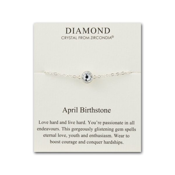 April (Diamond) Birthstone Anklet Created with Zircondia® Crystals