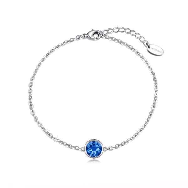 Dark Blue Crystal Anklet Created with Zircondia® Crystals