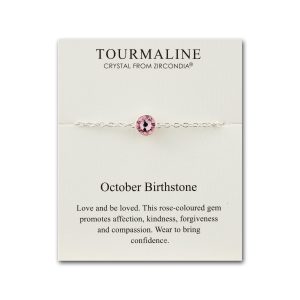 October (Tourmaline) Birthstone Anklet Created with Zircondia® Crystals