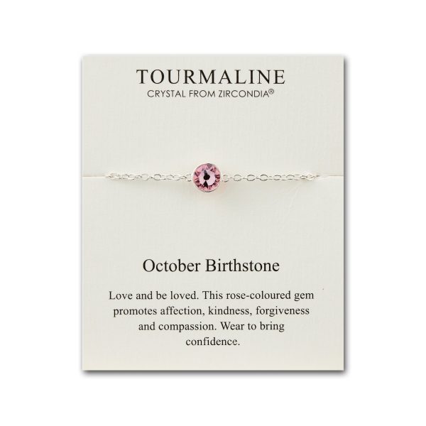 October (Tourmaline) Birthstone Anklet Created with Zircondia® Crystals